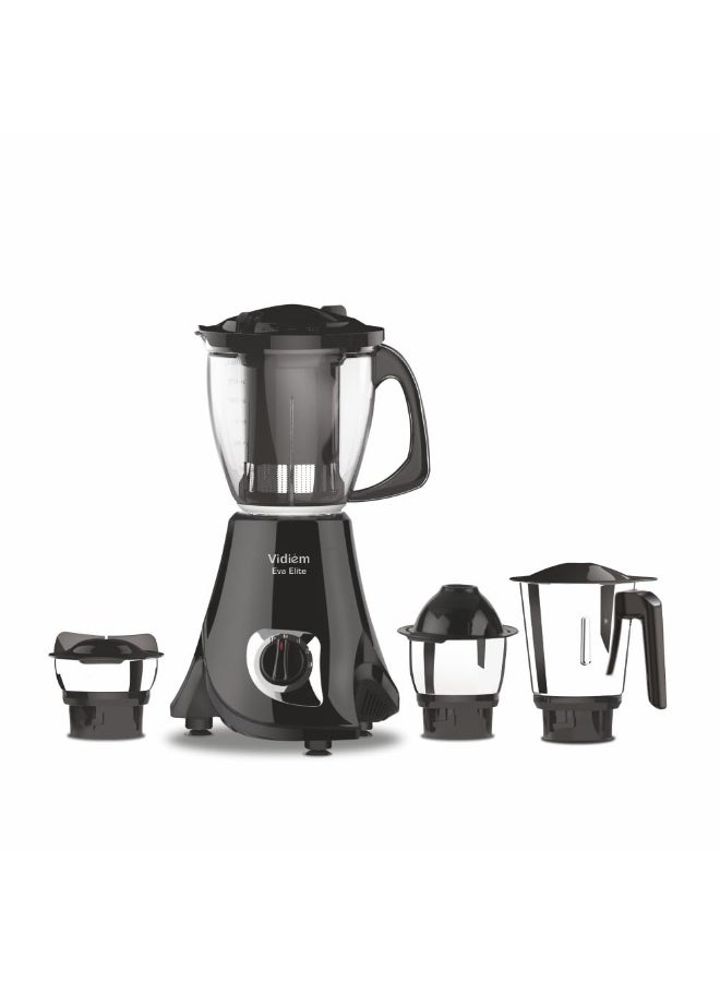 Vidiem Eva Elite Mixer Grinder 710 A, 750W with 4 Jars (1 Juicer + 3 Leakproof Jars) | Self-Locking Jars | ARIA Cool Tec Motor | Dynamically Balanced Blades | 5-Year Motor Warranty | Black - Image 1